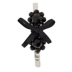 Petite Bow Mini Flower Hair Clips - Simone Rocha - Crystal - Black